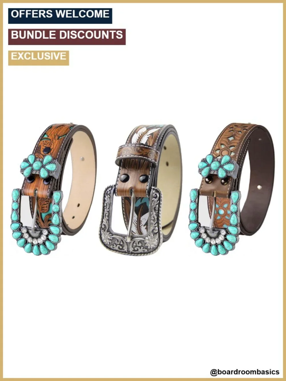 Vintage Cowgirl Belt with Removable Buckle, PU Leather, Western Rodeo